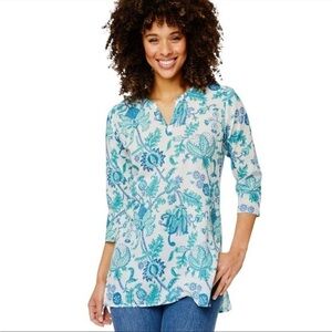 Roberta Roller Rabbit Amanda Kurta Tunic in Blue Paisley Size Large NWT